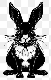 PNG Rabbit tattoo flat illustration illustrated stencil drawing.