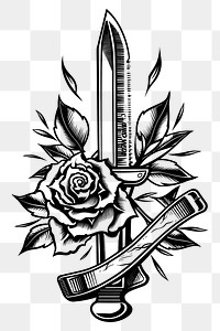 PNG Razor tattoo flat illustration illustrated chandelier weaponry.