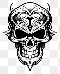 PNG Skull tattoo flat illustration illustrated drawing stencil.