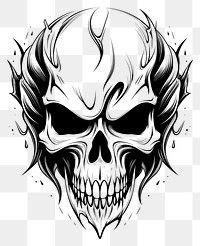 PNG Skull tattoo flat illustration illustrated drawing sketch.