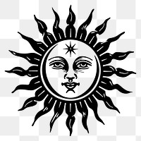 PNG Sun tattoo flat illustration logo stencil emblem.