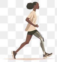 PNG Woman with prosthetic leg running clothing walking.