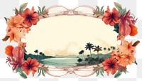 PNG Vintage frame of california graphics painting hibiscus.