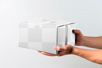 PNG parcel cardboard box mockup, transparent design