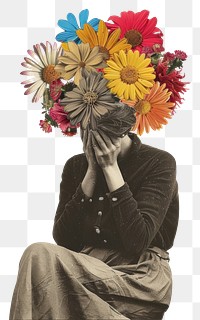 PNG Sadness flower person photo.