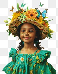 PNG A Latina brazilian girl flower smile dress.