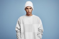 PNG men's sweater & beanie mockup, transparent design