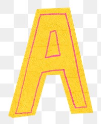 Letter A png cute paper cut alphabet, transparent background