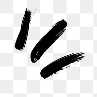 Black blink png brush stroke texture, transparent background