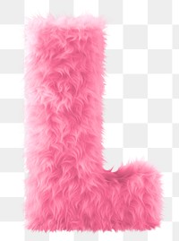 PNG  Fur letter L pink softness clothing.