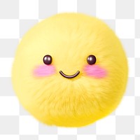 Yellow smiling face png fluffy 3D shape, transparent background