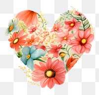 Floral heart png watercolor icon, transparent background