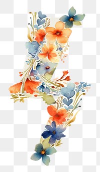Floral lightning png watercolor icon, transparent background