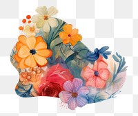 Floral blob shape png watercolor icon, transparent background