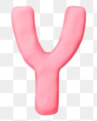 Letter Y png pink clay alphabet, transparent background