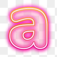 Letter a png neon gradient pink font, transparent background