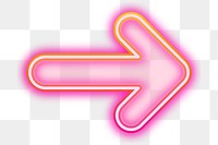 Pink arrow png neon gradient icon, transparent background