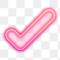 Pink right mark png neon gradient icon, transparent background