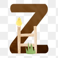 PNG Letter Z cute farm font, transparent background