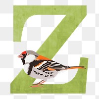 PNG Letter Z watercolor animal font, transparent background