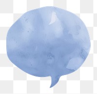 Blue speech bubble png watercolor illustration, transparent background