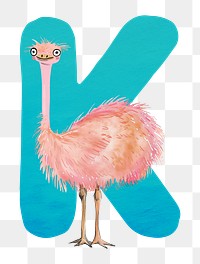 PNG letter  K with animal character, transparent background