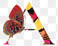 Letter A PNG in Seguy Papillons art alphabet illustration, transparent background
