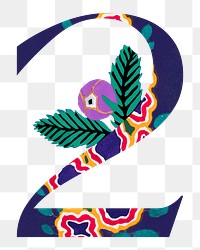 Number 2 png Seguy Papillons art illustration, transparent background