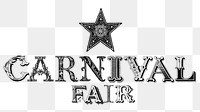 Carnival fair png word in classic alphabet art, transparent background
