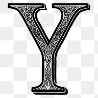Letter Y PNG in classic medieval art alphabet, transparent background
