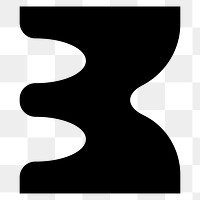 Number 3 png abstract shape, transparent background