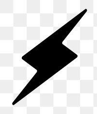 Black bolt icon png bold shape, transparent background