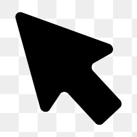 Black cursor icon png bold shape, transparent background