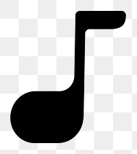 Black music note icon png bold shape, transparent background