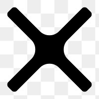 Black cross mark icon png bold shape, transparent background