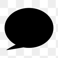 Black speech bubble icon png bold shape, transparent background