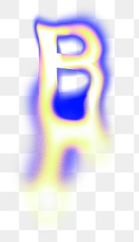 Letter B PNG fluid neon font, transparent background
