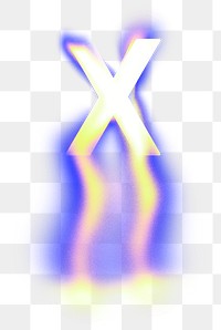 Letter X PNG fluid neon font, transparent background