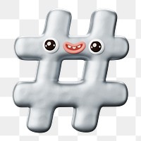 Hashtag sign png character, transparent background