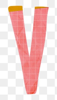 Letter V png cute paper cut alphabet, transparent background