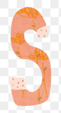 Letter S png cute paper cut alphabet, transparent background