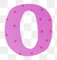 Number 0 png cute paper cut alphabet, transparent background