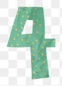 Number 4 png cute paper cut alphabet, transparent background