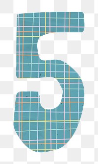 Number 5 png cute paper cut alphabet, transparent background