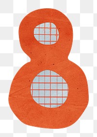 Number 8 png cute paper cut alphabet, transparent background