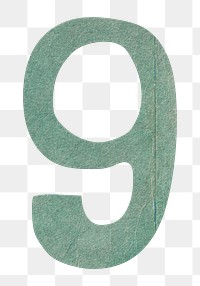 Number 9 png cute paper cut alphabet, transparent background