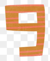 Number 9 png cute paper cut alphabet, transparent background
