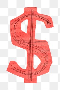 Dollar sign png cute paper cut symbol, transparent background