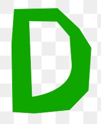 Letter D png in green paper cut shape font, transparent background