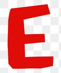 Letter E png in red paper cut shape font, transparent background